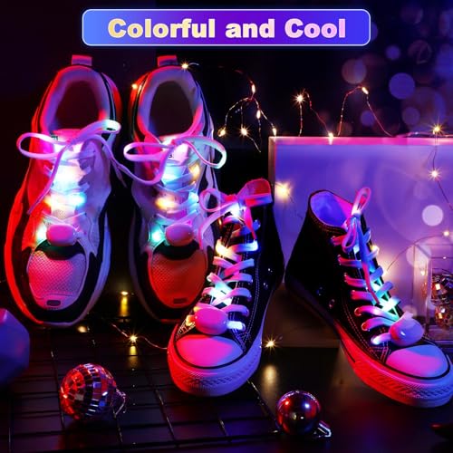 Waydress 6 Pairs LED Shoelaces Light up Flashing Shoe Laces