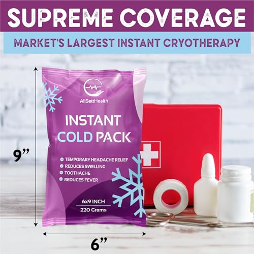 12 Pack Large Instant Ice Packs for Injuries, Disposable Cold Packs - size: 12 Pack (9" x 6")