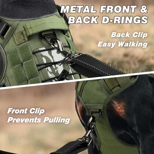 WINGOIN Tactical Dog Harness for Medium Size Dogs,No Pull Dog Harnesses - color: Green, size: Medium: 30-50 lbs (Chest:24-28",Neck:17-19")