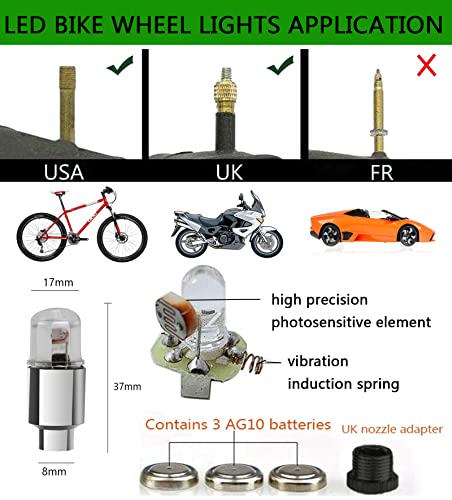 4 Pack LED Valve Stem Caps Lights for Car Tires Wheel Assemblies Light up Air Neon Bicycle Motorcycle Tyre Bike Truck Golf Cart for Kids Men Women(Green) - color: 4-Green