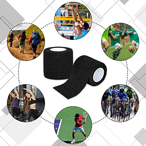 Tindobewan Self Adhesive Bandage Wrap, 2 Inches 8 Rolls Black - color: Black, size: 2 Inch