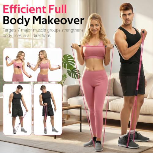 Resistance Bands with Handles, Figure 8 Fitness Bands, Exercise Bands Set - color: Pink series, size: 5pcs