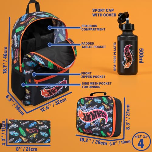 Get Trend Hot Wheels Boys Backpack 4 Piece Set - color: Multi Hot Wheels