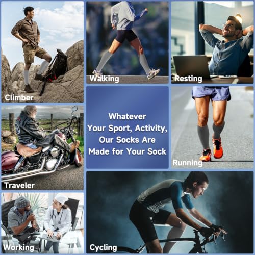 bropite Zipper Compression Socks Women & Men - 2Pairs Calf Knee High 15-20mmHg Open Toe Compression Stocking suit for Walking - color: E-gray-open, size: Large-x-large