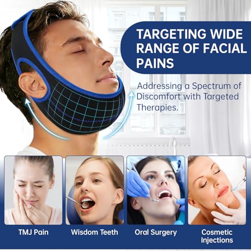 Wisdom Teeth Ice Pack Head Wrap Jaw Face Ice Pack with 4 Gel Packs - color: Black&blue #2