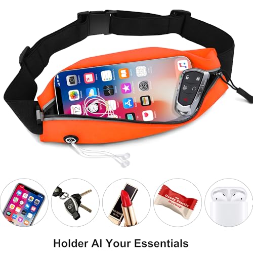 Running Belt Fanny Pack Men and Women Slim Running Bag Money Belt - color: Bright Orange