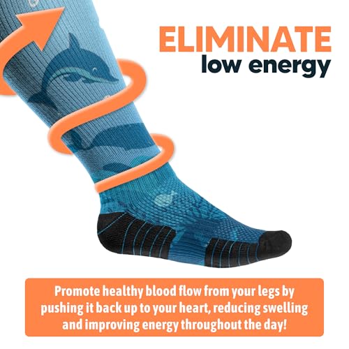 Viasox 3 Pack Compression Socks Women & Men, Circulation Support, 12-15mmHg Neuropathy (Dark Waters, Medium) - color: Dark Waters, size: Medium