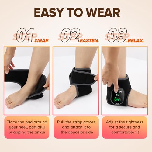Cordless Ankle Heating Pad with Massage, Foot and Ankle Massager