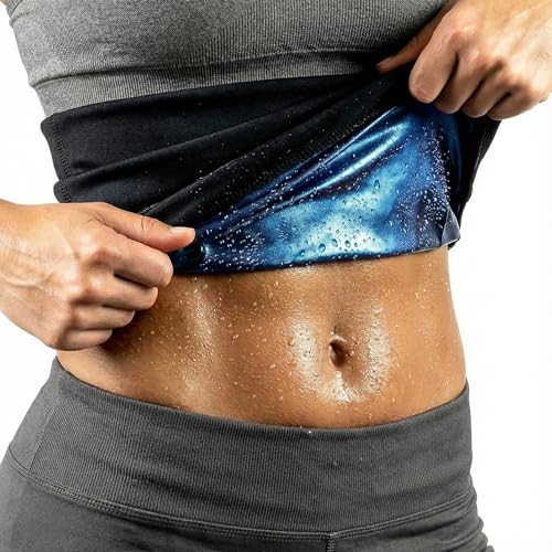 Geyoga Sweat Waist Trainer Stomach Wrap for Women - color: Blue Inner, size: Medium