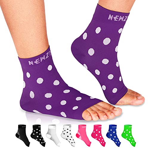 NEWZILL Plantar Fasciitis Socks Arch Support Foot Care Compression Sleeve - color: Purple With White Polka Dots, size: Small-Medium