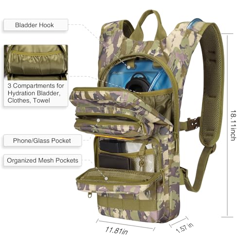 NOOLA Hydration Backpack with 3L Water Bladder, Tactical Pack for Hiking - color: Auriclash