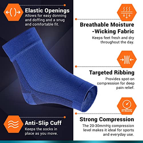 Ankle Brace Socks - Ankle Compression Sleeve - Foot Brace for Women & Men - color: Blue, size: Small