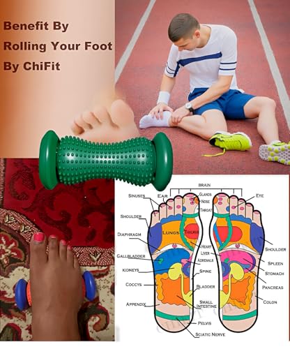 ChiFit Manual Foot Massager Roller for Plantar Fasciitis Relief, Portable Deep Tissue Muscle Massage Roller for Foot Arch and Heel Pain, Effective Reflexology Tool Relax The Nerves (Dark Green) - color: Dark Green