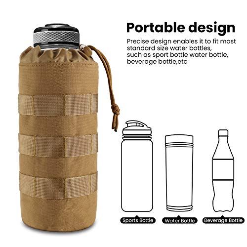 FRTKK Tactical MOLLE Water Bottle Pouch with Drawstring Open Top & Mesh Bottom, Military Water Bottle Holder Bag Sports Travel Hydration Carrier - color: ACU-1 pack