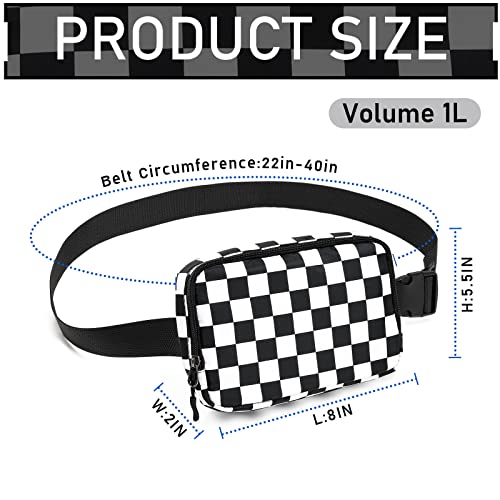 Amazerbst Belt Bag, Fanny Pack, Everywhere Belt Bag,40 Inch Adjustable Strap,for Women and Men,Waterproof - color: White Black