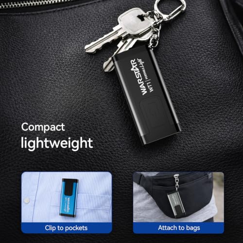 WARSTAR Keychain Flashlight with Personal Safety Alarm, 200LM Mini EDC Light, USB-C Rechargeable Emergency Siren for Women & Night Safety (6pack,Black*6) - color: 6pack,Black*6