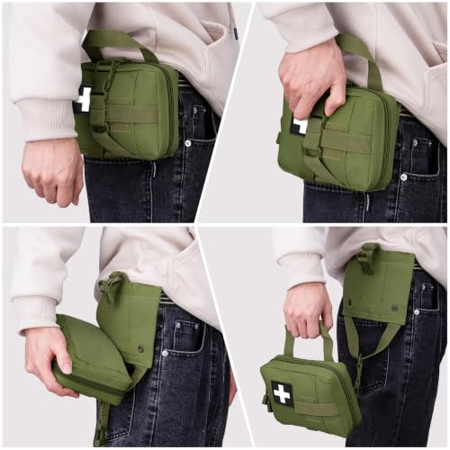 Tactical Molle Pouches Multi-Purpose Military Nylon Waist Pack Utility Bag Detachable Patches Pouches for Dog Vest Harness - color: Army Green