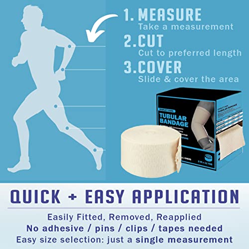 EVERLIT Elasticated Tubular Support Bandage | Stockinette Tubing for Large Arm, Knees, Legs | Light to Moderate Compression Bandage Roll For Tissue Support (Size F | 4" x 11 yd) - size: Size F | 4" x 11 yd