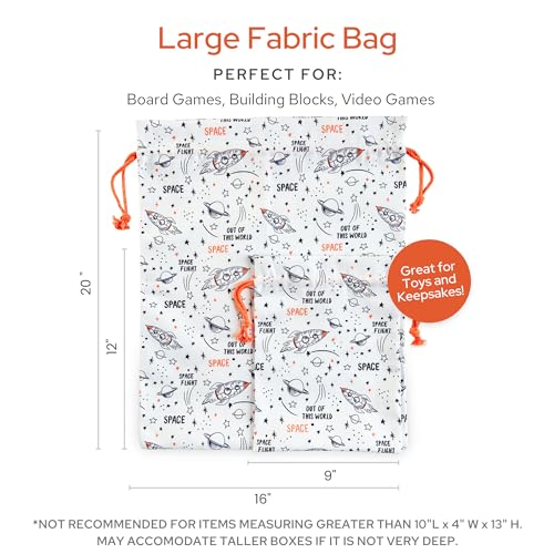 Gather & Knot Drawstring Gift Bags | 20" Large 12" Small | Premium Canvas | Reusable Fabric Wrap for Boys Birthdays, Baby Shower | Space - color: Space