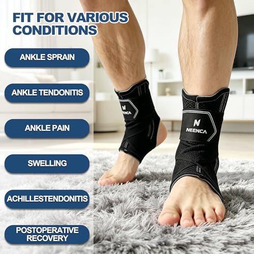 Adjustable Ankle Support Brace with 2 Stabilizers for Sports&Daily - 1Pack - size: XX-Large