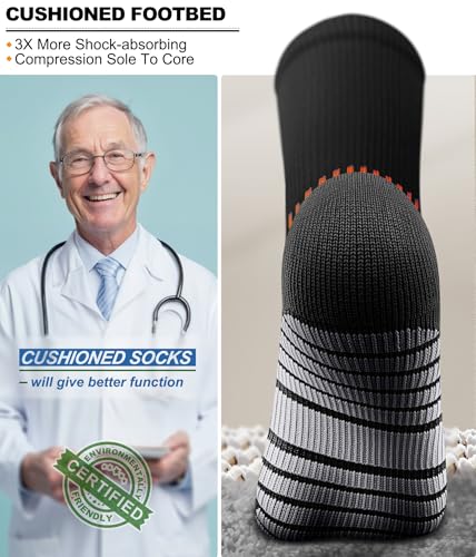 KEMISANT Women Cushioned Compression Knee High Sports Recovery Socks 3Pack - color: 3pairs-black8304, size: Large-X-Large