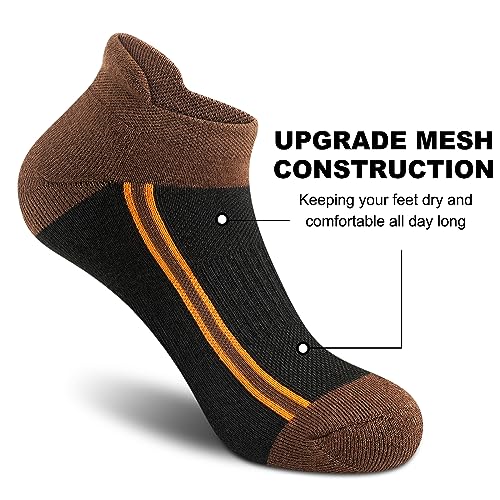 Gonii Men's Running Athletic Ankle Socks - Thick Cushioned Low Cut Socks - color: 5 Pairs Multicolor, size: 6-9
