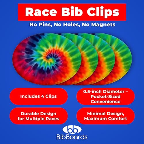 BibBoards bibSNAPS Race Bib Clips, Tie Dye, 4 Pack - color: Tie Dye