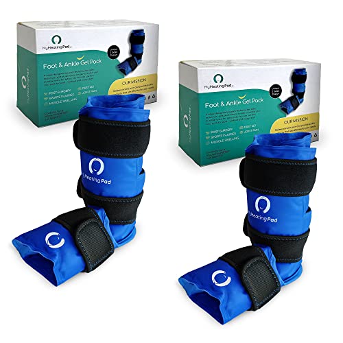 Foot and Ankle Gel Pack - Reusable Gel Ice Pack with Elastic Fastener - Cold Packs for Post-Surgery or Sport Injuries, Flexible Ice Packs - Foot Wrap and Ankle Ice Pack Wrap Compression - 2 Packs Blue - style: Ankle Gel Ice Pack