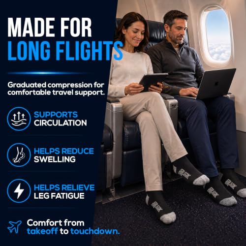 SB SOX Lite Compression Socks for Flying (15–20 mmHg) - color: Black/Gray, size: S/M