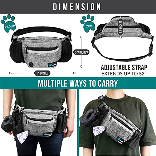 PetAmi Dog Fanny Pack, Treat Pouch for Dog Walking Training, Light Gray - color: Heather Grey