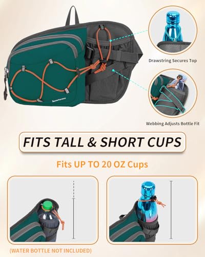 sportsnew Waist Pack with Water Bottle Holder, Fanny Pack for Men Women - color: Dark Green