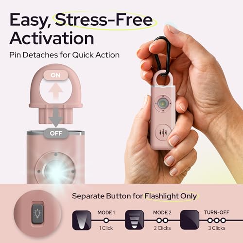 Rechargeable Personal Alarm Keychain for Women, 130dB, USB-C Charging, Pink - color: B - Pink