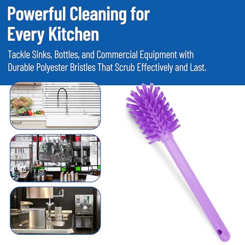 SPARTA Large Water Bottle Brush Ideal for Wide-Mouth Jars, Bottles and Tumblers, Dishwashing Tool with Handle for Home and Commercial Kitchens, Plastic, 16 Inches, Purple (Pack of 4) - color: Purple