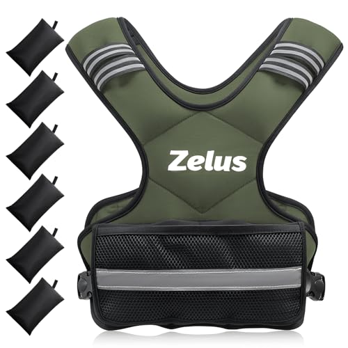 ZELUS Weighted Vest for Men Women,Adjustable 4-32lb Vest, Removable Weights - color: Green, size: 11-20 lb.