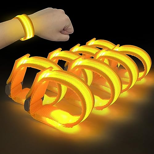 M.best 8pcs LED Light Up Bracelets Glow Flashing Wristbands Glow in The Dark Party Supplies for Wedding, Raves, Concert, Camping,Sporting Events, Party Yellow - color: 8pcs Yellow