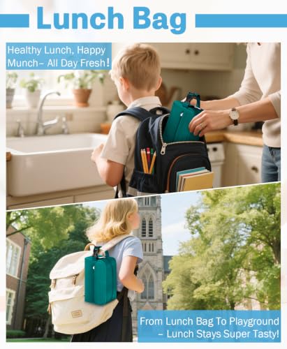 Small Insulated Lunch Bag: Reusable Small Lunch Box, Mini Soft Cooler Bag - color: Peacock