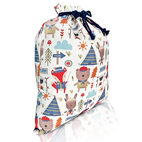 Gather & Knot Drawstring Gift Bags | 20" Large 12" Small | Premium Canvas | Reusable Fabric Wrap for Baby Shower or Boys Birthday | Adventure - color: Adventure