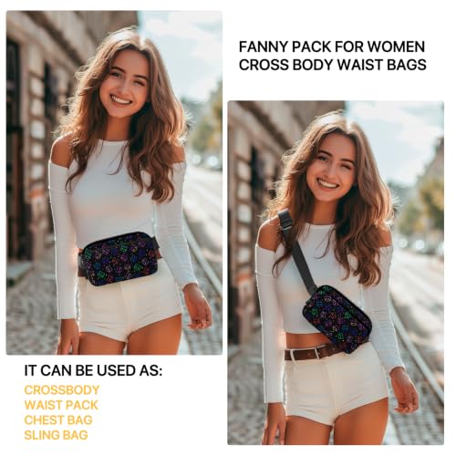 Colorful Cat Fanny Pack Women Fashion Belt Bag Waterproof Adjustable Strap Waist Pouch Casual Workout Travel Cycling Running - color: Red