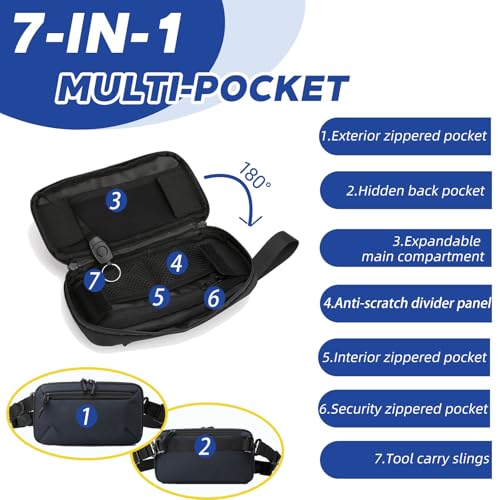Crossbody Fanny Pack - 1.5L Small Sling Bag Water Resistant Handled Pouch with Adjustable Strap & D Ring for Travel Running Hiking,Blue - color: Blue