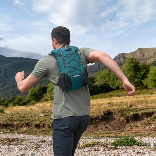 Lightweight Hydration Backpack, Running Backpack with 2L Water Bladder - color: Plaid Dark blue