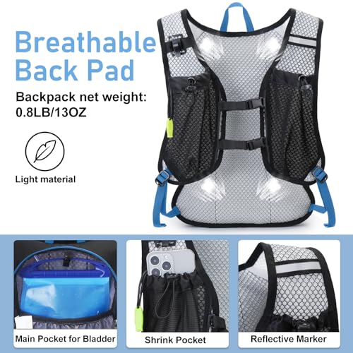 Lightweight Hydration Backpack, Running Backpack with 2L Water Bladder - color: Blue