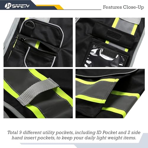JKSafety Safety Vest for Men Women Reflective Hi Vis JK901 Black S - color: Black Yellow Strips, size: Small