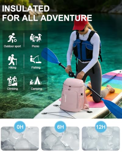 Capolo Cooler Backpack Insulated Leak Proof for Women Men Soft Cooler Bag - color: Pink, size: 36 Cans