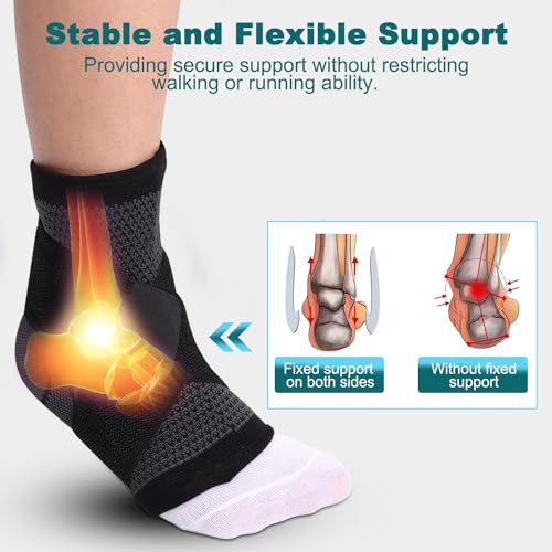 Consss Ankle Brace, Achilles & Plantar Fasciitis Relief Compression Sleeve, Foot Brace with Ankle Support Strap for Women and Men, Heel Protector Wrap for Pain, Tendonitis & Sprain XXL - size: One Size