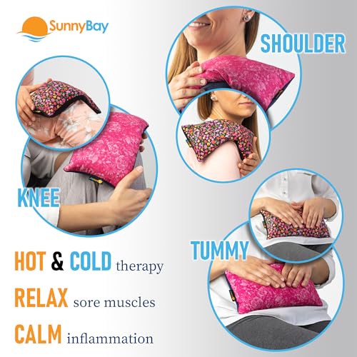 SunnyBay Heating Pad, Neck and Shoulder Wrap, 6x11 inch, Pink - color: Hot Pink and Red Flower