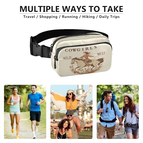 Wild West Rodeo Cowgirl Belt Bag for Women Men Fanny Pack Small Waist Pouch Crossbody Bags for Outdoor Hiking Running Travel - color: Cowgirl