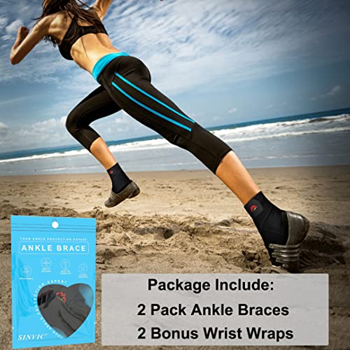 2Pack Adjustable Support Ankle Brace for Men Women Sports Football - size: Medium