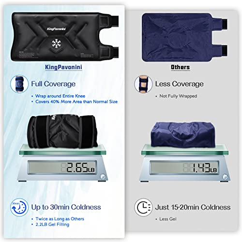 KingPavonini XXL Knee Ice Pack Wrap Around Entire Knee, 1 Pack, Black - style: Black