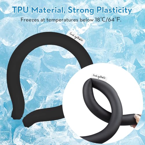 Neck CoolingTube with Insulated Bag, Reusable Ice Coolers Wearable Cooling Products, Neck Ice Coolers for HotWeather (Black) - color: Black