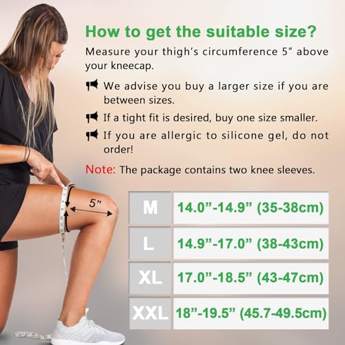 beister Full Leg Compression Sleeve, Long Knee Brace Pair for Adults - color: Black, size: XX-Large